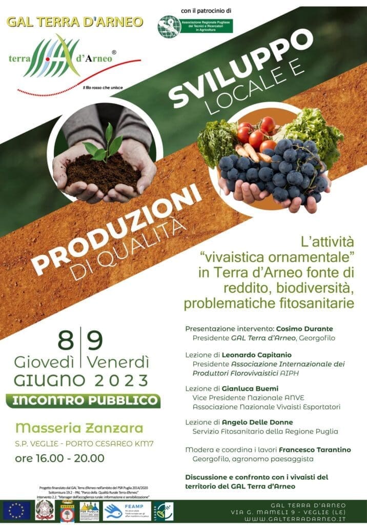 “Sviluppo locale e produzioni di qualità”:al via il primo workshop sulla floricoltura in Terra d’Arneo