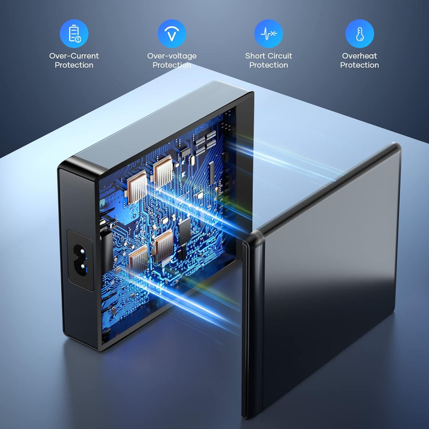 Caricatore Rapido USB C, 160W GaN 6-Port con Display a LED, Stazione di Ricarica Multipla mit 3 USB-C e 3 USB-A PPS PD 3.0 per MacBook Pro Laptop iPhone iPad Samsung