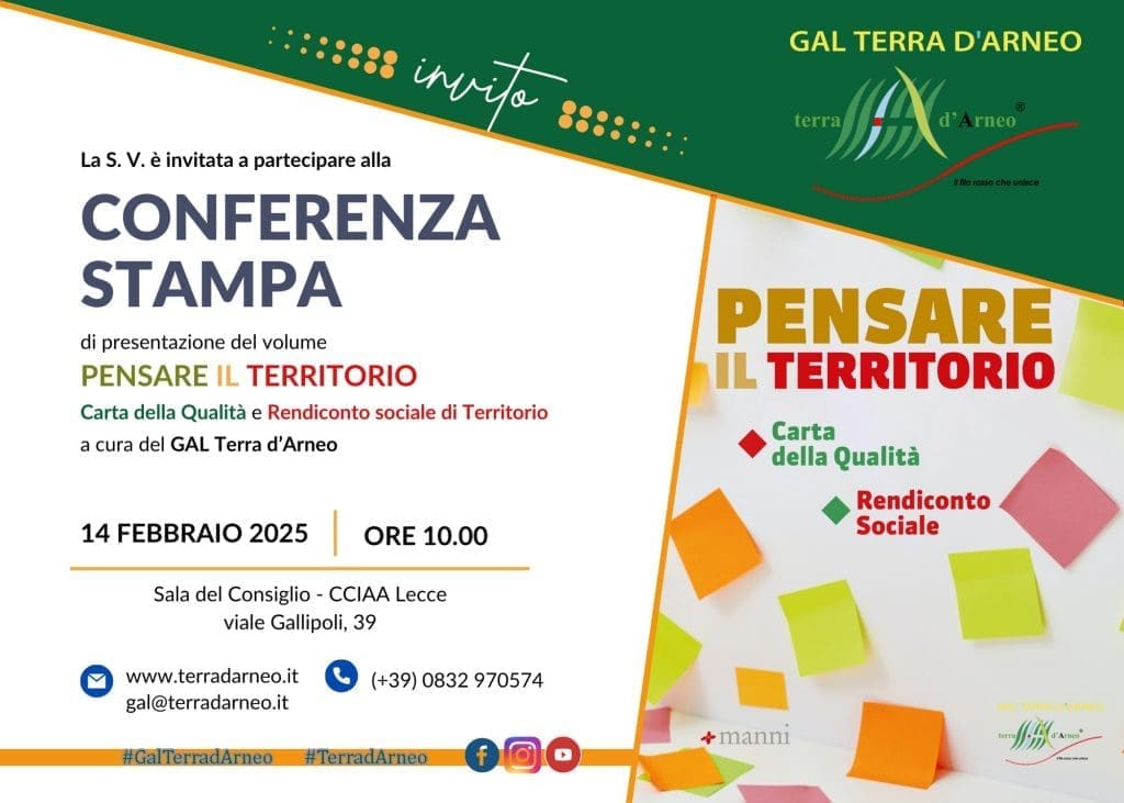 Il GAL Terra D’Arneo presenta il volume “PENSARE IL TERRITORIO”
