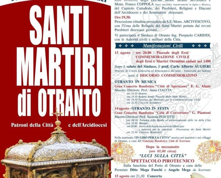 Otranto, Santi Martiri 2017: Il programma della Festa
